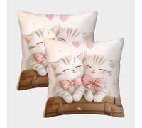 Cute Kittens-cartoon Sweet Style Federe Cuscini Per Divano Decorativa Art Fodere Per Cuscini Set Di 2 Poliestere Da Letto Divano 40x40cm