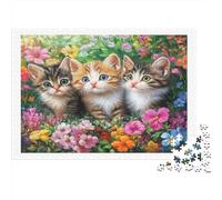 Cute Kittens Garden 1000 Pezzi Cartone Resistente Pacchetto Puzzle Coppia Partner Gioco Divertente Impegnativo Allenamento Del Cervello Regali 38x26cm/1000pcs