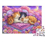 Cute Kittens Sleeping Pacchetto Puzzle 1000 Pezzi Carta Ecologica Per Anziani, Puzzle Allenamento Mentale, Attività Viaggio, Regalo Natale Ideale Per Anziani 38x26cm/1000pcs