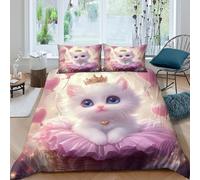 cute kittenSet Di Copripiumino morbida Set di 3 Pezzi stampa 3D con cerniera fantasy princess art copripiumino con federa traspirante ultra morbido e traspirante for bambini Super king（260x220cm）