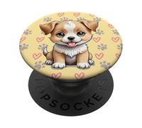 Cute Kitty Cat Paw Print with Hearts Pet Lover PopSockets PopGrip Adesivo