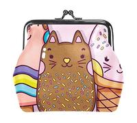 Cute Kitty Cats and Ice Cream Portamonete Vintage Pouch Buckle Clutch Bag Kiss-Lock Change Purse Chiusura con chiusura Portafogli per donna Ragazza