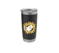 Cute Kitty che dorme su un girasole Bicchiere termico in acciaio inox doppia parete