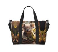 Cute Koala Plant - Borsa da viaggio a tracolla da donna, casual, con cerniera, adatta per lavoro, viaggi, fitness, viaggi, colore nero, taglia unica