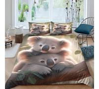 Cute koala twinsSet Di Copripiumino morbida Set di 3 Pezzi stampa di 3D con cerniera Digital art style copripiumino incluso federe aiosa for bambini adulti ragazzi King（220x240cm）