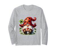Cute Ladybug GNOME for Lucky Moms with Cloverleaf Shamrock Maglia a Manica