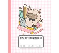 Cute Lamb School Supplies Composition Notebook - Pink Gingham | 7.5 x 9.25 in: Adorable Bowtie Lamb with Pencils & Books - 120 Page Wide-Ruled School ... Boys, and Kids Who Love Cute Stationery