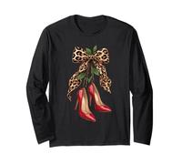 Cute Leopard Bow Red Heels Coquette Aesthetic Fashion Maglia a Manica