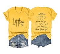 Cute Let Them Misunderstand You Top per le donne T-shirt casual estive a maniche corte T-shirt grafiche alla moda Camicie allentate 2026 Divertente Lettera Grafica Elegante T-shirt Uscire Scollo a V