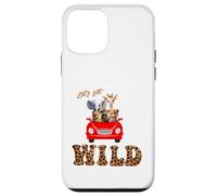 Cute Lets Get Wild Safari Zoo Animals Party Red Car Custodia per iPhone 12 mini
