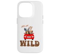 Cute Lets Get Wild Safari Zoo Animals Party Red Car Custodia per iPhone 14 Pro