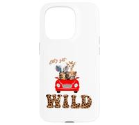 Cute Lets Get Wild Safari Zoo Animals Party Red Car Custodia per iPhone 15 Pro