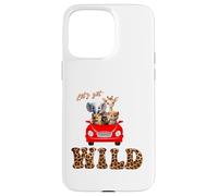 Cute Lets Get Wild Safari Zoo Animals Party Red Car Custodia per iPhone 15 Pro Max