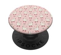 Cute Light Pink Duck Easter Bow Pattern PopSockets PopGrip Adesivo