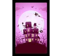 Cute Lined Halloween Composition Notebook / Journal: Fun Cool Spooky Pink Cartoon Haunted House Notepad For Women and Kids (Girls, Teens), Teachers & ... | Great Gift | 6x9" | 150 Wide Ruled Pages.