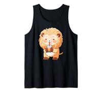 Cute Lion Bubble Tea Adorabile Animal Art Canotta