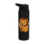 Cute Lion Kawaii Anime Bere Bubble Tea Ragazza Bambini Stainless Steel Insulated Water Bottle