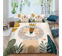 Cute lion kingcopripiumino morbida microfibra Set di 3 Pezzi stampa 3D con cerniera Children's jungle illust Set Di Copripiumino incluso federe aiosa morbida for adolescenti Super king（260x220cm）