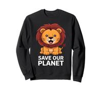 Cute Lion Nature Conservation Save Planet Uomini Donne Bambini Felpa