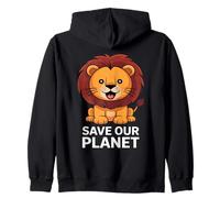 Cute Lion Nature Conservation Save Planet Uomini Donne Bambini Felpa con Cappuccio