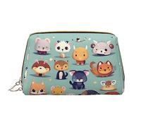 Cute Little Animals - Borsa per il trucco portatile in pelle, in PVC, chiusura con cerniera, borsa da viaggio per articoli da toeletta, borsa da viaggio, bianca, taglia unica, bianco, Taglia unica