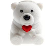 Cute Little Bear Ring Box Velvet Earring Box Jewelry Box Display Storage Box per Proposta Fidanzamento Matrimonio,Bianco Practical Treatment