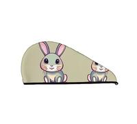 Cute Little Bunny Coral Velvet Berretto per capelli asciutti per donna Cuffia per capelli con bottoni per asciugare i capelli ricci lunghi e folti Anti