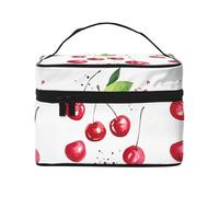 Cute Little Cherry - Borsa cosmetica impermeabile portatile di grande capacità, 23 x 17 x 16 cm, per viaggi, sport all'aria aperta, regalo di nozze, Nero , Taglia unica
