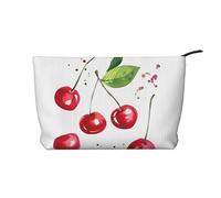 Cute Little Cherry Chiusura Cerniera Corduroy Makeup Bag Multifunzionale Organizer 22x7x17cm per Viaggi Campeggio Vacanze Fitness, Nero , Taglia unica