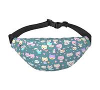 Cute little fox - Marsupio a tracolla per ragazzi, grande, da viaggio, alla moda, per sport, corsa, ciclismo, viaggi, pesca, nero, taglia unica