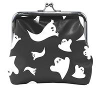 Cute Little Ghosts - Portafoglio da donna in pelle nera e bianca, con fibbia a bacio, piccolo cambiamento, portafoglio per monete, Cute Little Ghosts Black White, UNITALLA Cute Little Ghosts Black
