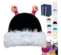 Cute Little Monster LED Knit Beanie, inverno genitore-figlio carino incandescente piccolo mostro lavorato a maglia, cappello mostro tentacolo, Nero , Taglia unica