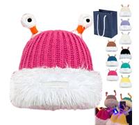 Cute Little Monster LED Knit Beanie, inverno genitore-figlio carino incandescente piccolo mostro lavorato a maglia, cappello mostro tentacolo, Rosa, Taglia unica