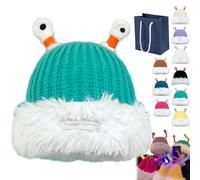 Cute Little Monster LED Knit Beanie, inverno genitore-figlio carino incandescente piccolo mostro lavorato a maglia, cappello mostro tentacolo, Blu lago, Taglia unica