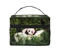 Cute Little Panda Borsa cosmetica impermeabile portatile di grande capacità 23x17x16cm per viaggio sport all'aria aperta regalo compagno di nozze, Nero , Taglia unica