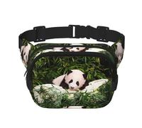 Cute Little Panda - Marsupio unisex regolabile a doppio strato per attività all'aperto, viaggi, corsa, escursionismo, Nero , Taglia unica