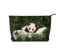 Cute Little Panda - Trousse per trucchi in velluto a coste, versatile, con cerniera, per uso quotidiano e organizer da viaggio, Nero , Taglia unica