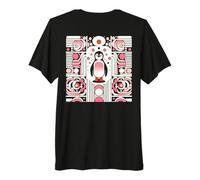 Cute Little Pink Salmon Penguin Retro 60s Geometry Pattern Maglietta Premium