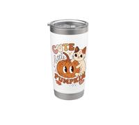 Cute Little Pumpkin Cat Lover Autumn Saying Bicchiere termico in acciaio inox doppia parete