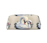 Cute Little Swan - Custodia in pelle leggera e portatile con cerniera, 20,5 x 5,5 x 8 cm, per ufficio e viaggio, Argento, Taglia unica, Portamonete