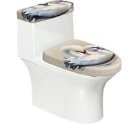 Cute Little Swan, set di 2 copriwater con coperchio del serbatoio, elastico per WC a forma di U e allungati, decorazione per il bagno, regalo di inaugurazione della casa