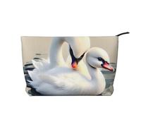 Cute Little Swan - Trousse in velluto a coste con cerniera, astuccio per cosmetici, per viaggi, articoli da toeletta e uso quotidiano