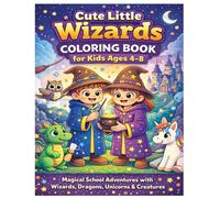Cute Little Wizards School Coloring Book for kids ages 4-8.