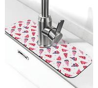 Cute Love Pizza rosa rubinetto Mat per lavello da cucina, tappetino drenante per lavello da cucina paraspruzzi, assorbente ad asciugatura rapida tappetino per rubinetto del lavandino della cucina
