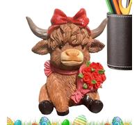 Cute Love Valentines Day Decorations Cow Small Figurines Desk Decor - Resin Cows for Him Her Boyfriend Husband Wife Couples Bedroom Living Room Office Party Favors, Miniature Heifer Bull Couple Annive