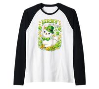 Cute Lucky Ollama St. Patrick's Day Llama Shamrock Maglia con Maniche Raglan