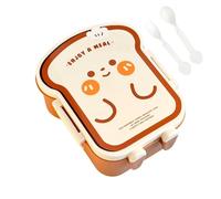 Cute Lunch Box - Leakproof Multi-Compartment For Smmooth Meal Prep, Microwaveable Divided Design With Cutlery, 800ml Capacity 200g Weight, PP Qualiity Polymer Durrable Build - For School & Office