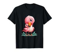 Cute Mama Baby Flamingo Uccelli Rosa Maglietta