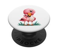 Cute Mama Baby Flamingo Uccelli Rosa PopSockets PopGrip Adesivo