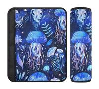 Cute Marine Patterns Meduse Fiori Blu Elettrico 2 pz Cintura di Sicurezza Copertura Protegge Il Collo e le Spalle per Aereo Protector para cinturón de carro